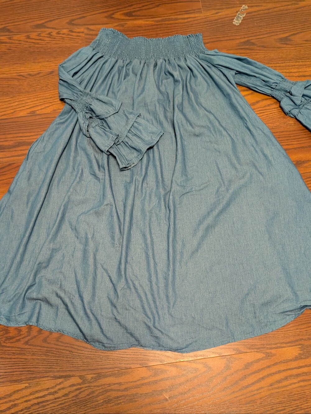 Never Wore Off-Shoulder Light Blue Women's Skirt Dress